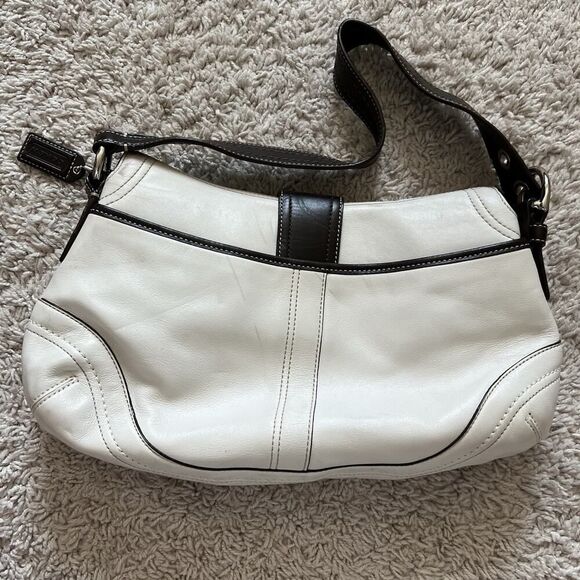 Coach Vintage Soho Y2K Leather Buckle Flap Shoulder Bag WHT/BWN F10910 & Wallet - Picture 3 of 15